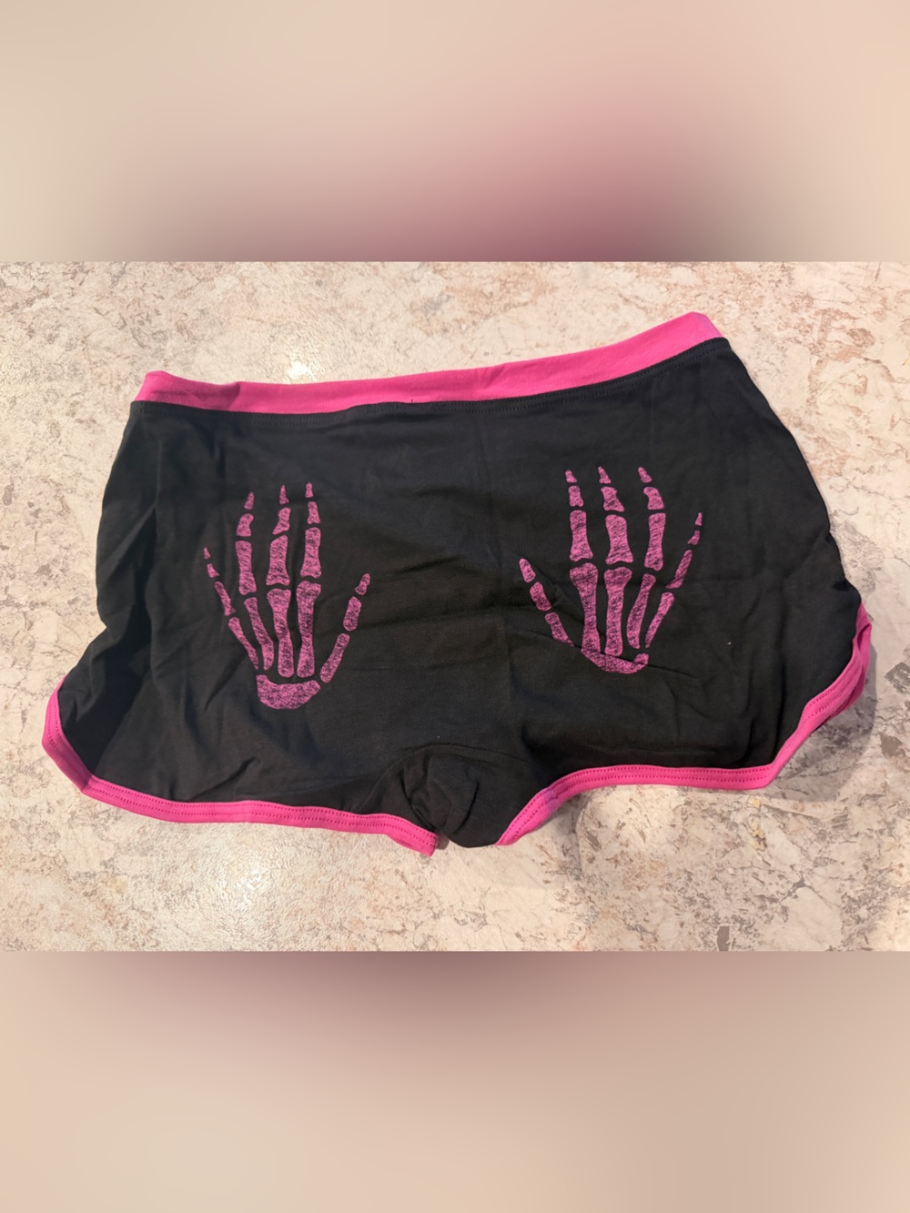 VS PINK Cotton Dorm Boyshort Panty Skeleton Hands NWT Medium